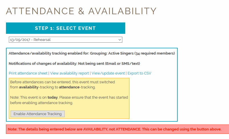 Switch Availability to Attendance