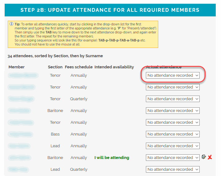 Entering Attendance